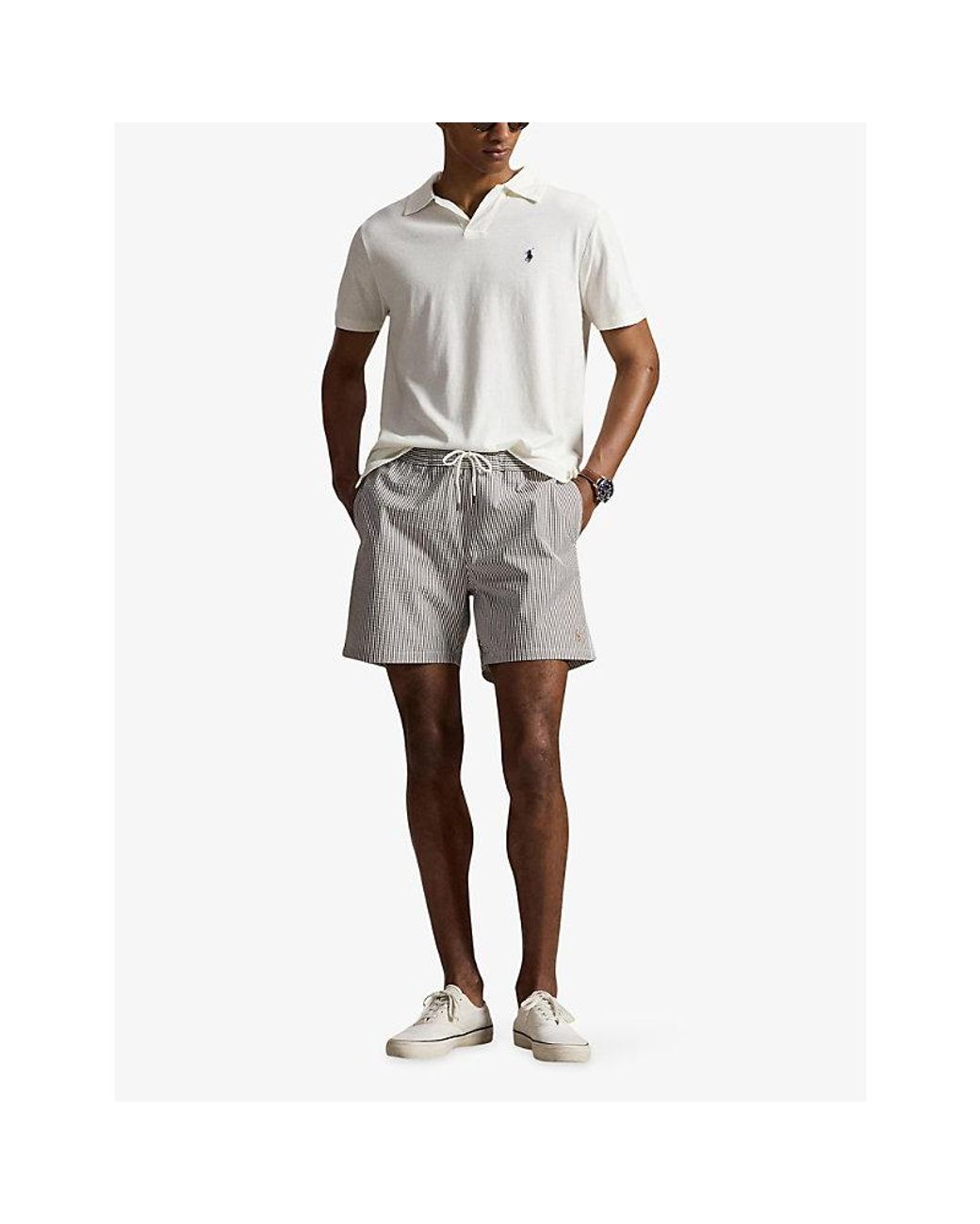 Polo Ralph Lauren Gray Traveller Striped Swimming Trunks for men