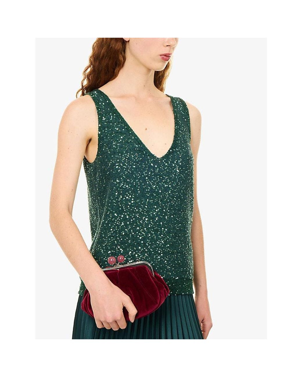 Weekend by Maxmara Red Giochi Velvet Chain Clutch Bag