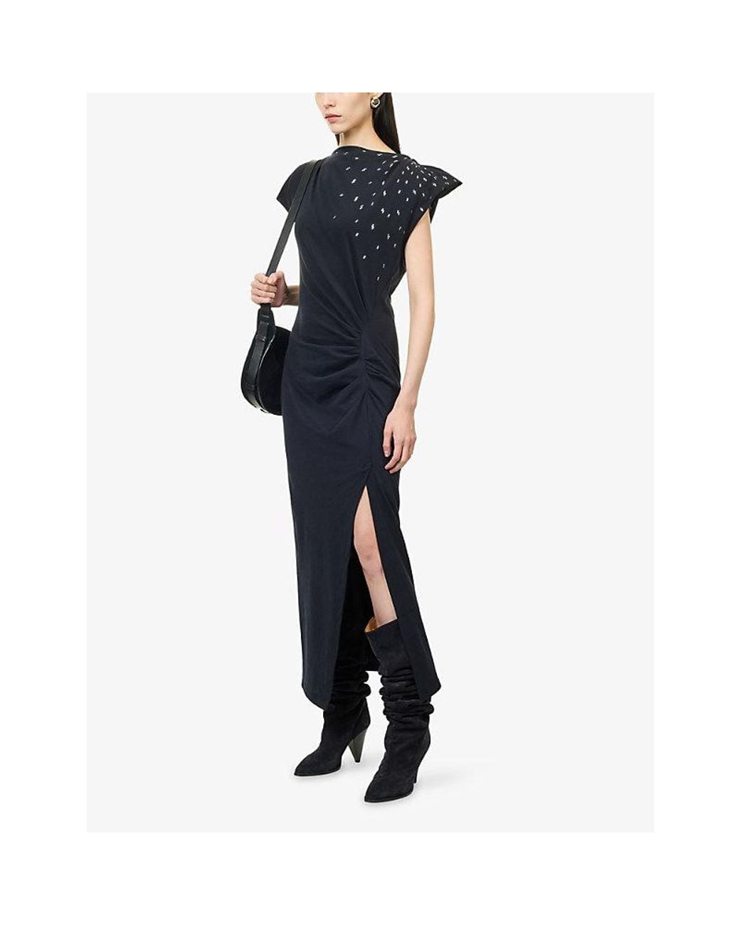 Isabel Marant Blue Nadela Draped-Waist Cotton Maxi Dress