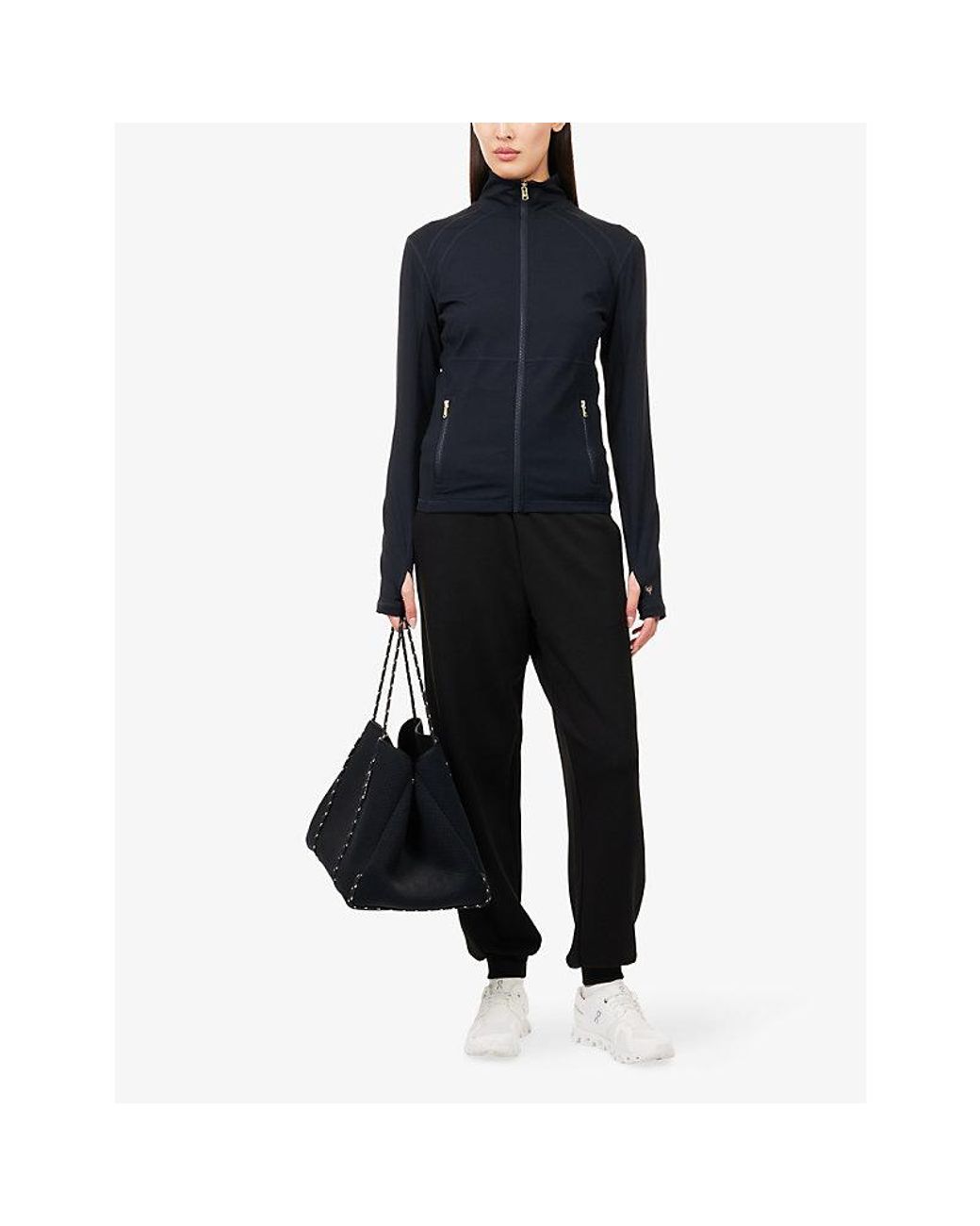 Now You Live Blue Clayton High-Neck Stretch-Jersey Jacket