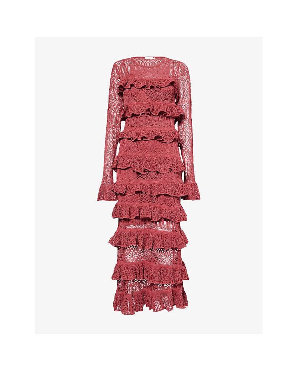 red lace frill dress Only Desire Ruffle Lace Mini Dress - Red