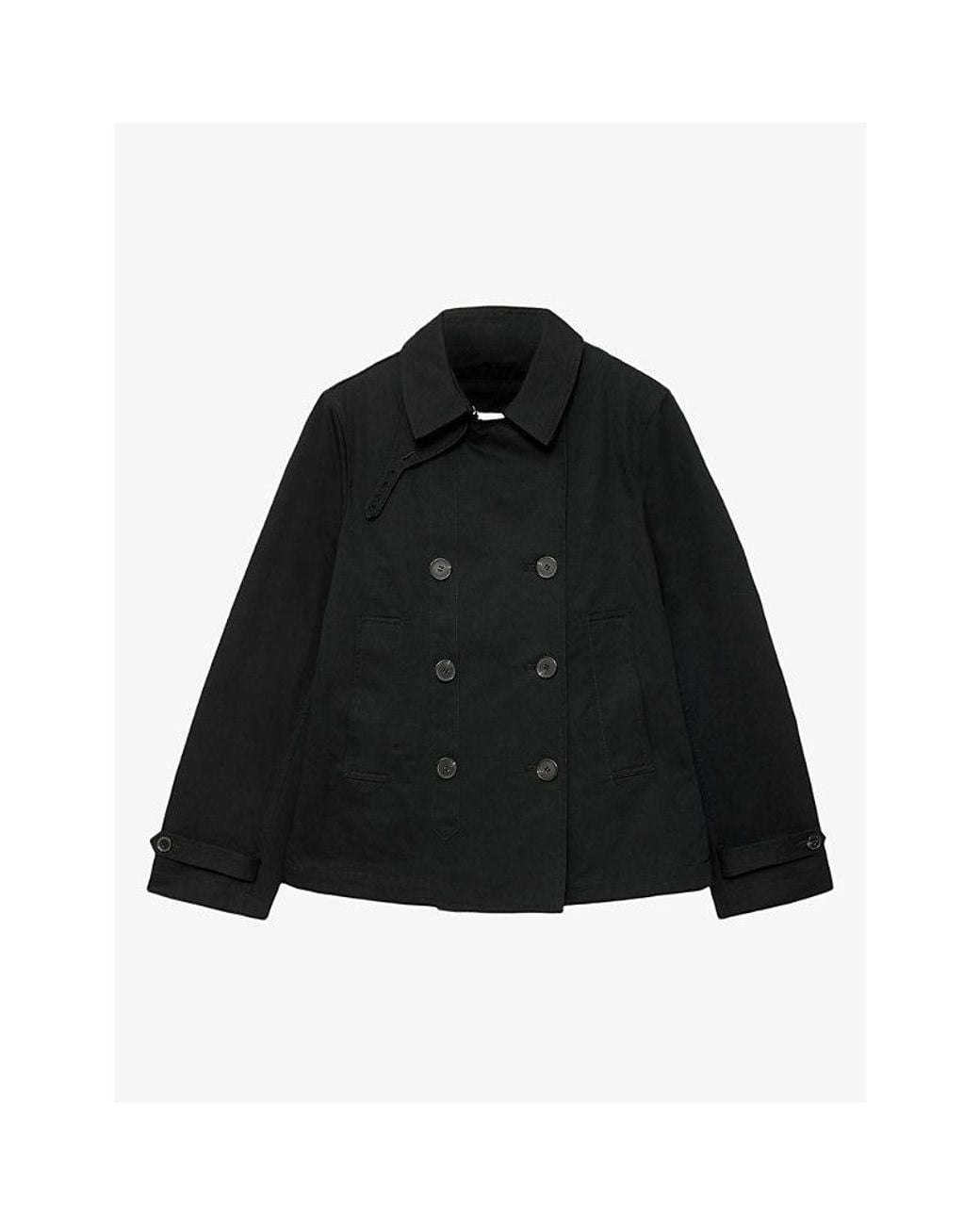 AllSaints Black Tilda Double-Breasted Cotton Jacket