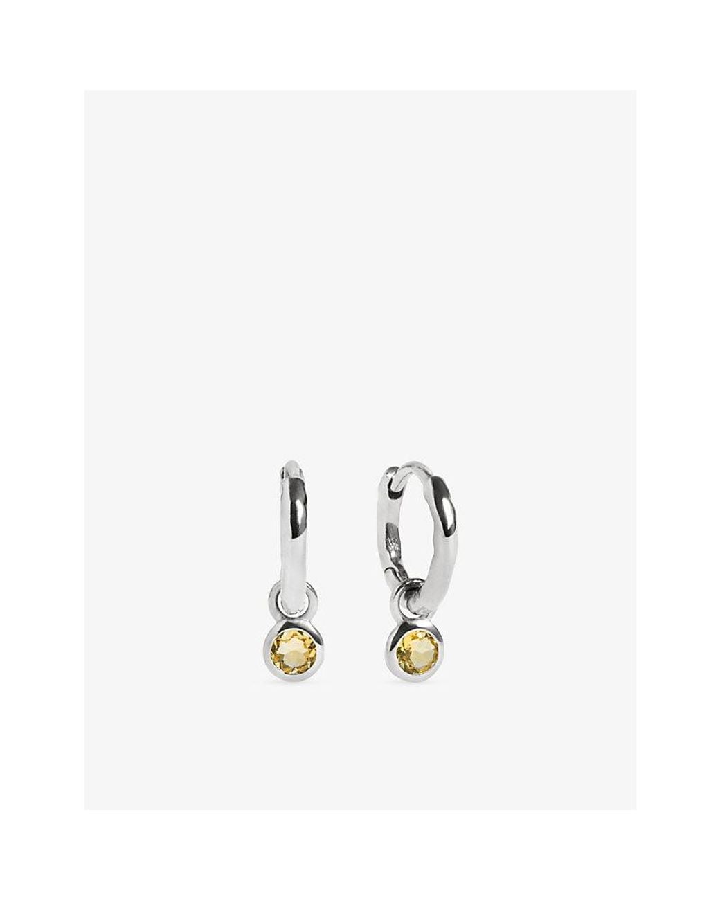 Monica Vinader Metallic November Birthstone Sterling- And Citrine Huggie Earrings