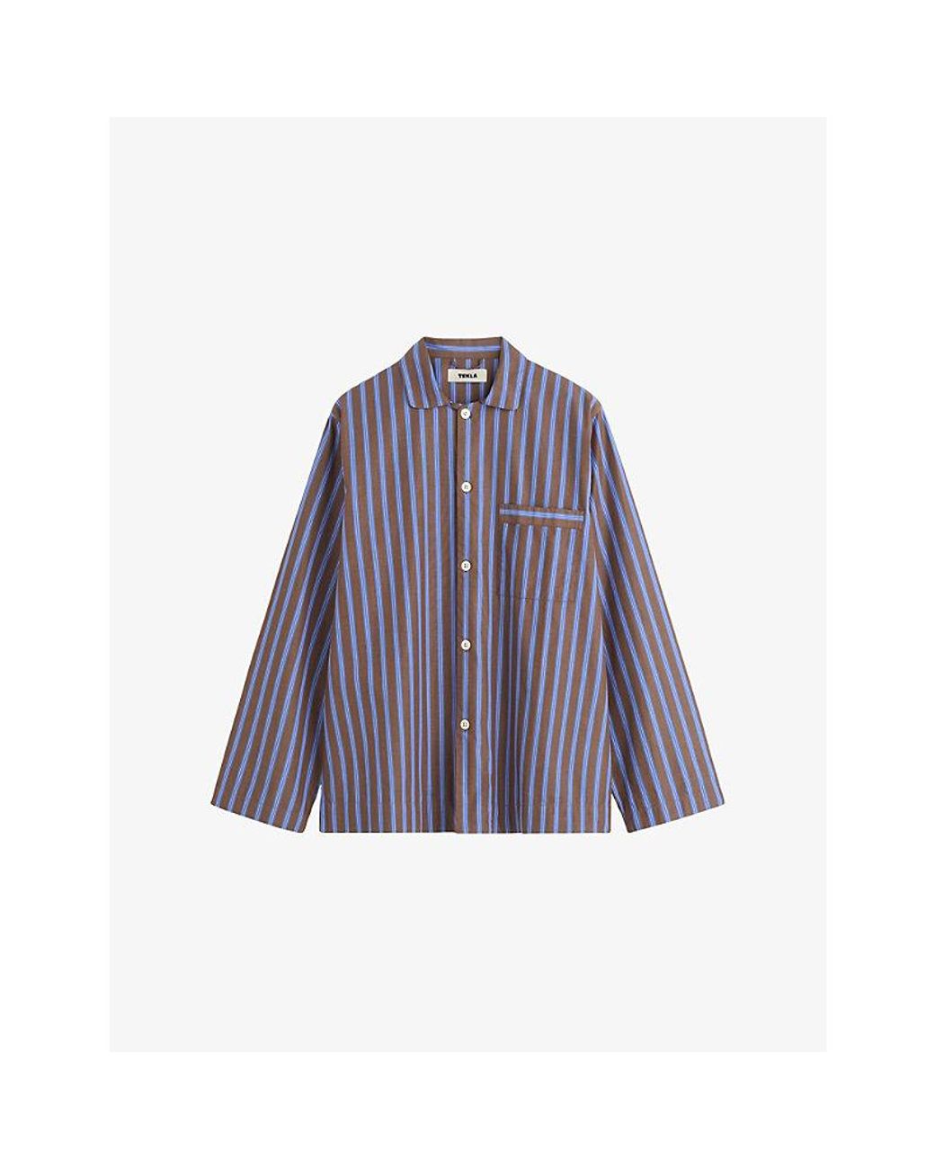 Tekla Purple Striped Cotton-Poplin Pyjama Shirt