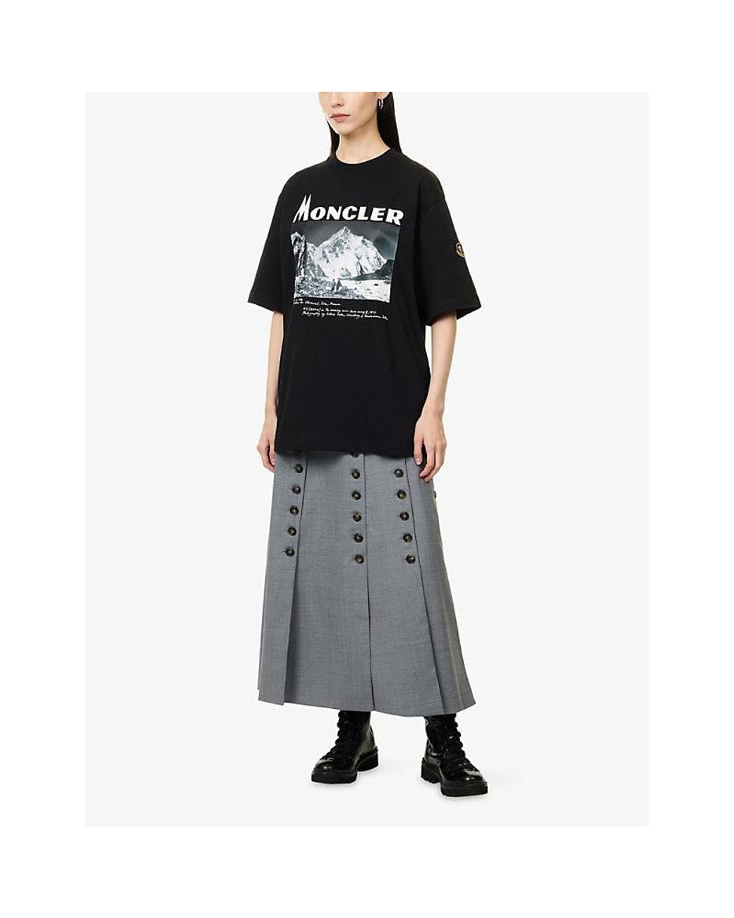 Moncler Black Icons Brand-Print Cotton T-Shirt