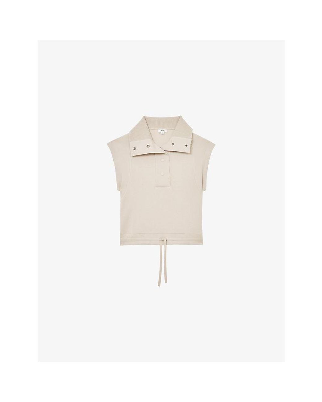 Reiss Natural Phoebe Funnel-Neck Jersey Top