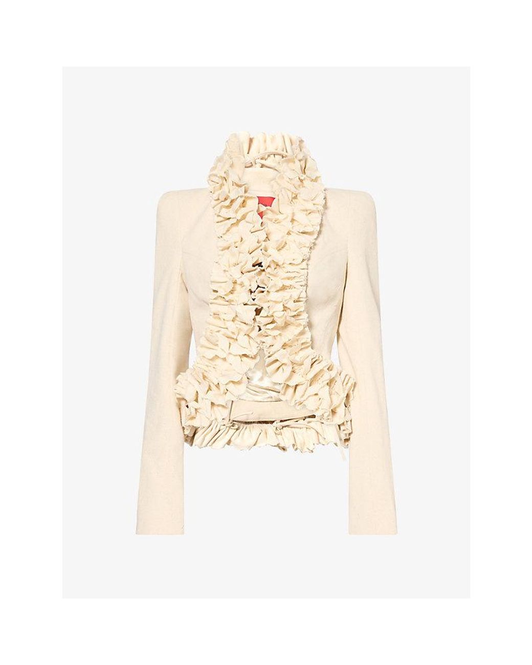 Dilara Findikoglu Natural Drama Of Exile Ruffled-Trim Cotton Jacket