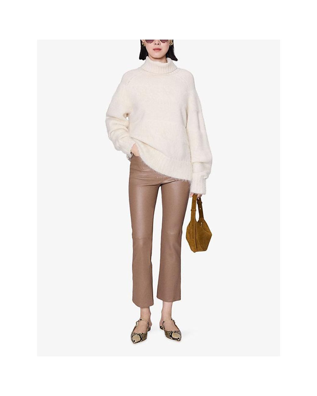 Joseph Brown Duke Flared-Leg Mid-Rise Leather Trousers