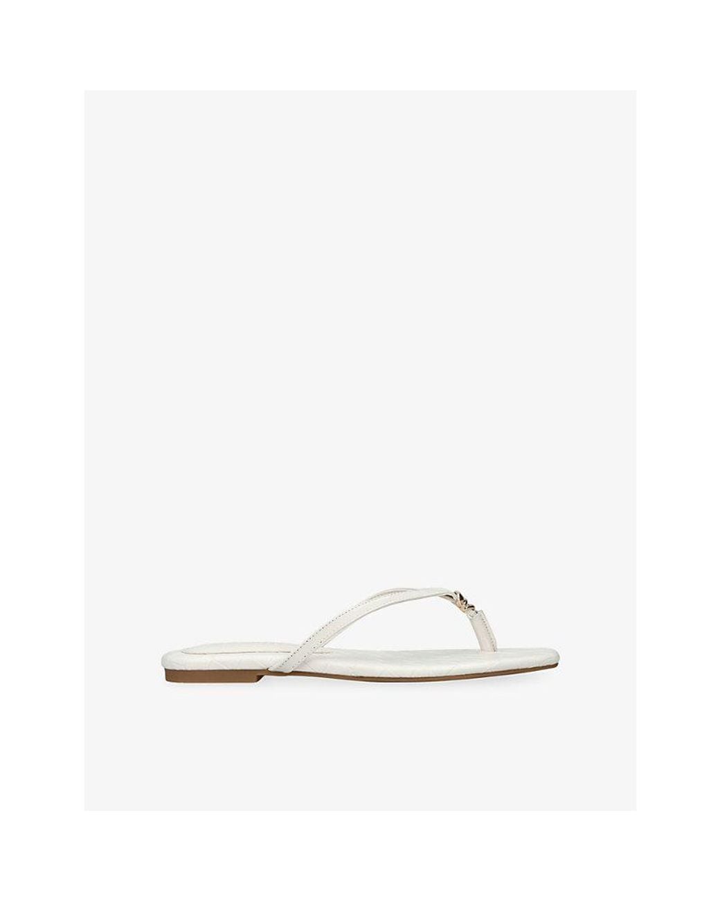 Steve Madden White Maliyah Flat Leather Sandals