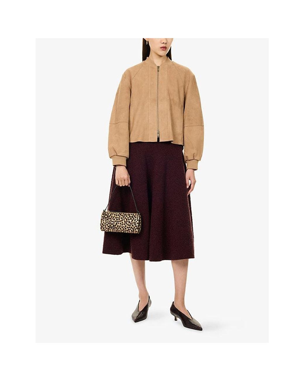 ME+EM Natural Relaxed-Fit Swing Suede Jacket