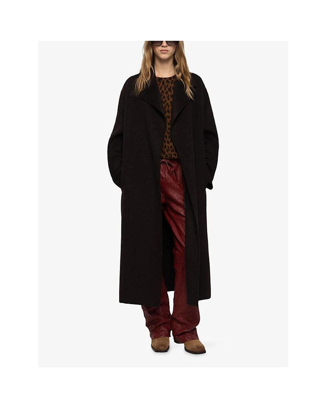 Zadig & Voltaire Black Meli Double-Face Wool-Blend Coat