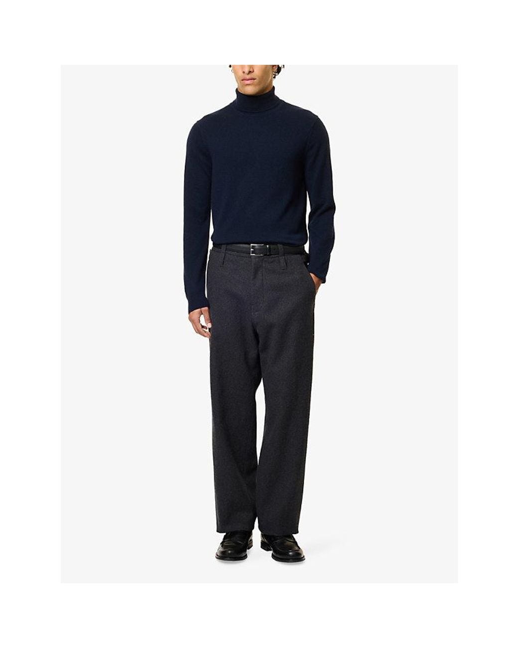 Sunspel Blue Roll-Neck Cashmere Jumper for men