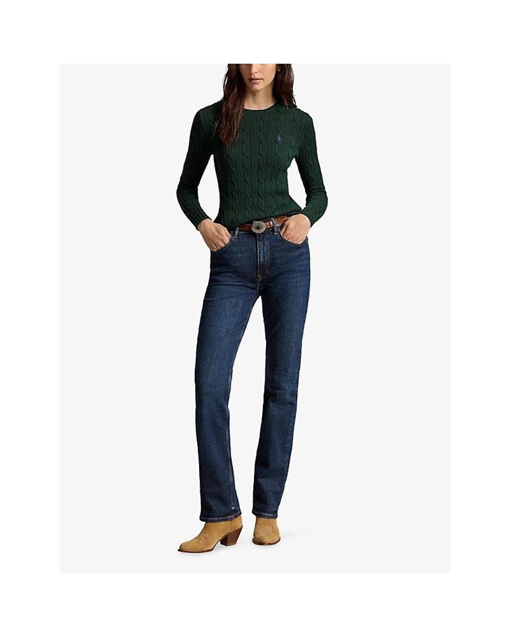 Polo Ralph Lauren Green Julianna Cable-Knitted Wool-Cashmere Blend Jumper