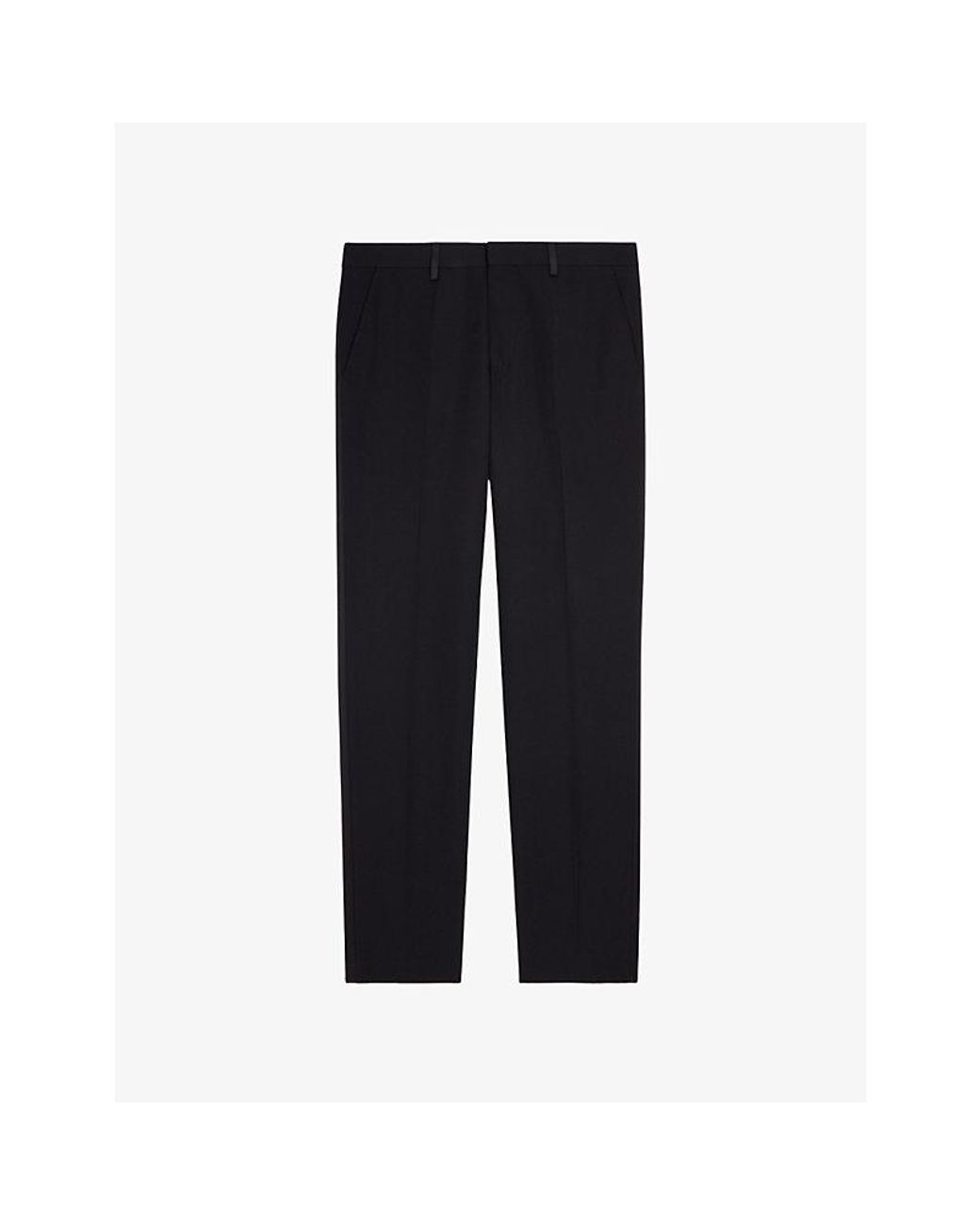 The Kooples Black Straight-Leg Regular-Fit Wool Trousers for men