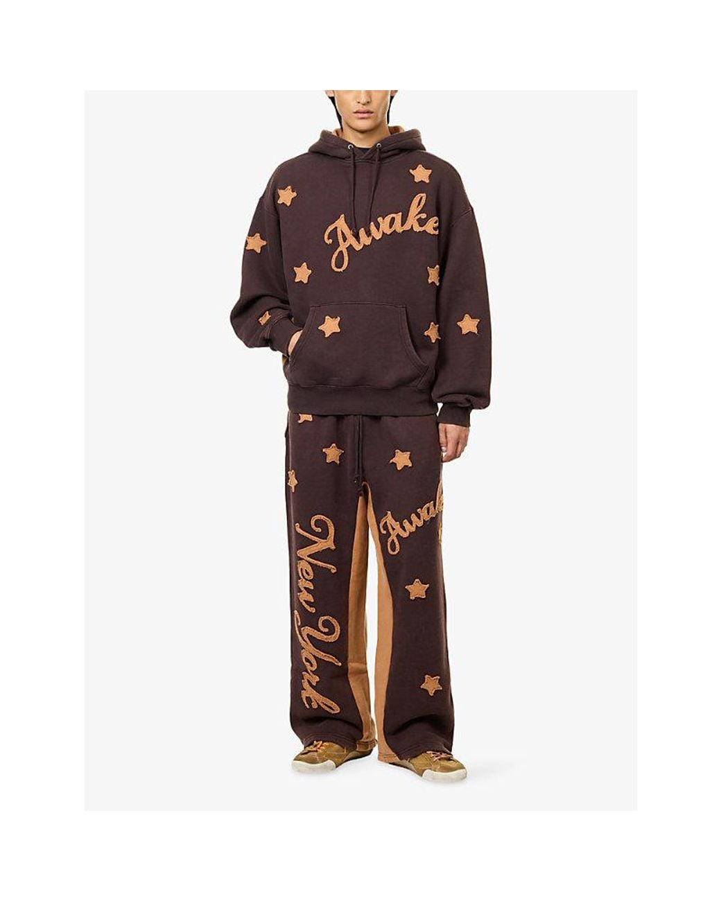 AWAKE NY Purple Starry Relaxed-Fit Cotton Hoody for men