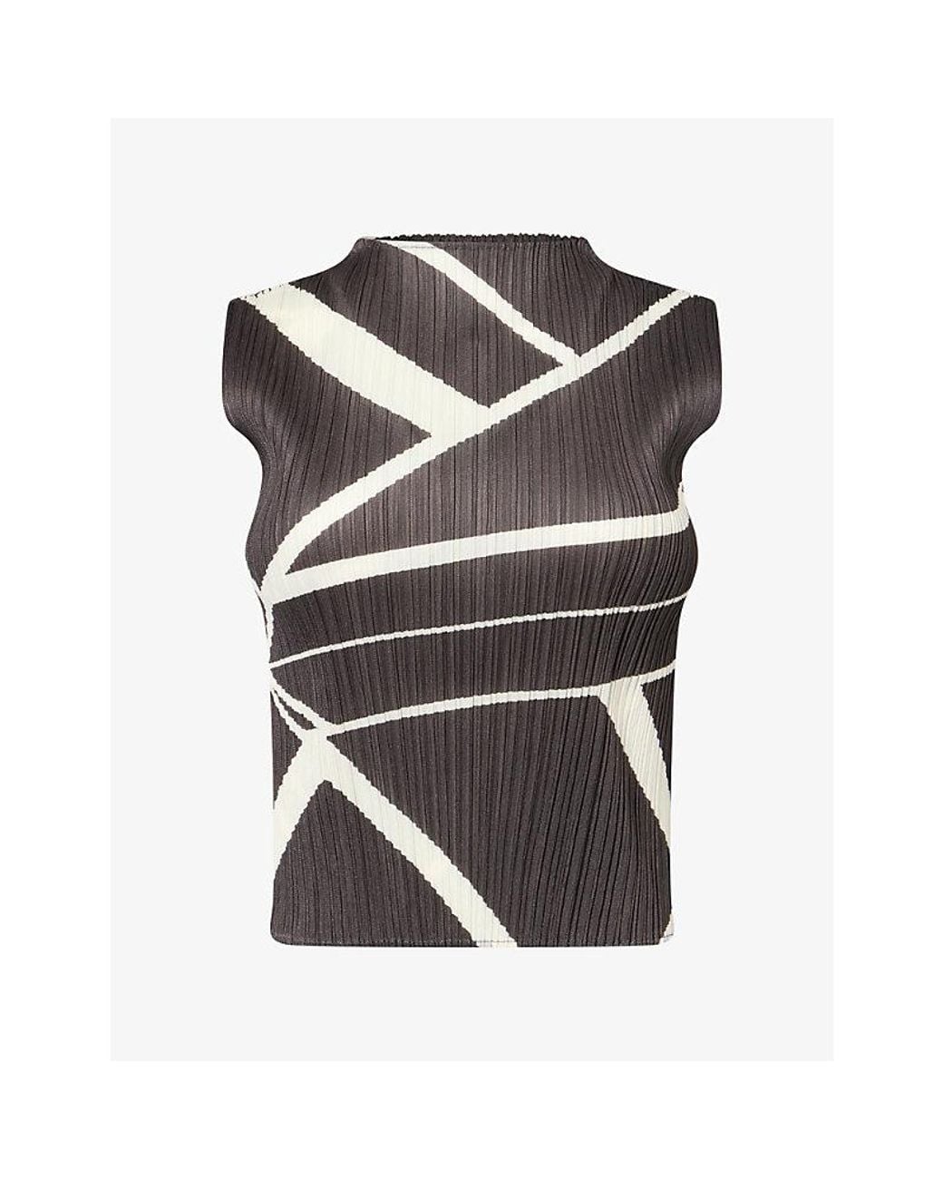 Pleats Please Issey Miyake Black Fold Sleeveless Knit Top