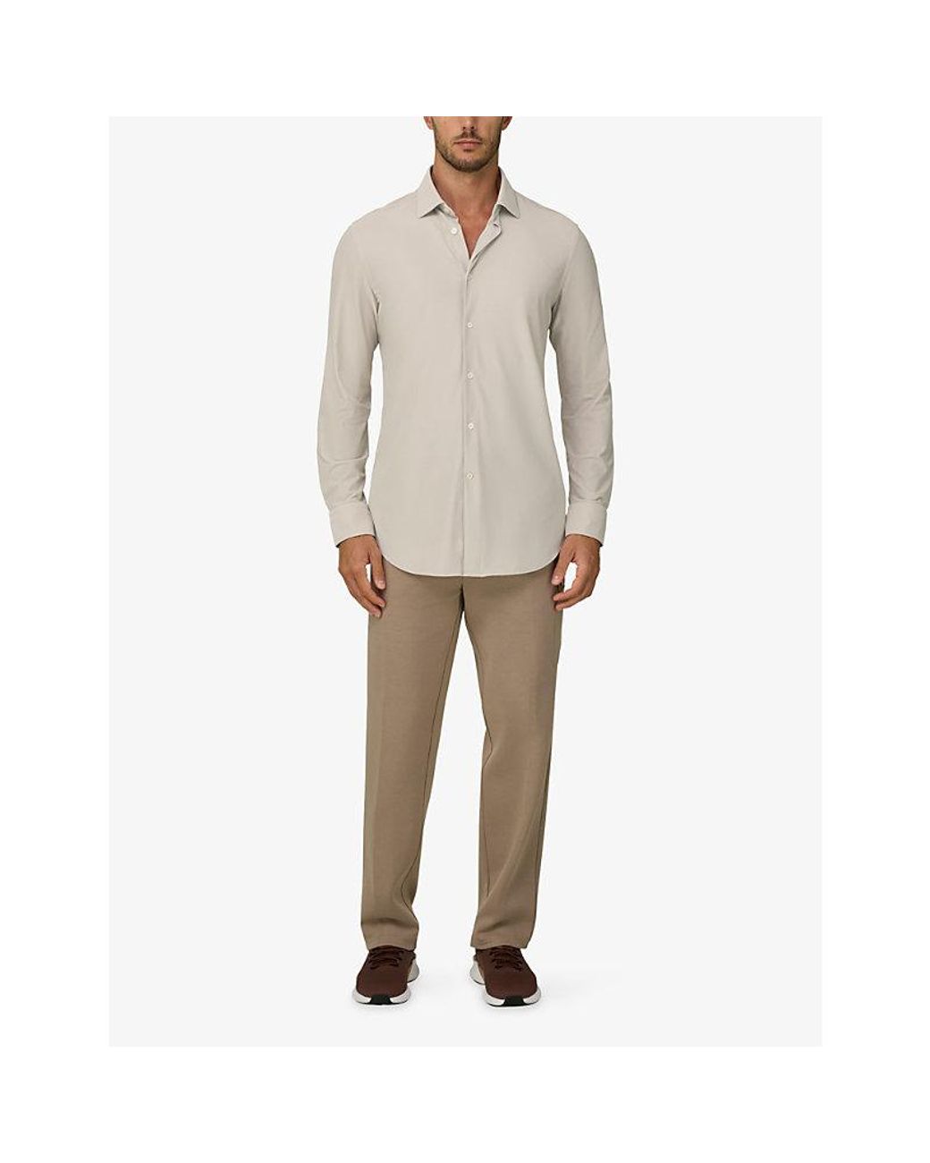 Boggi Natural Slim-Fit Long-Sleeved Stretch-Woven Shirt for men