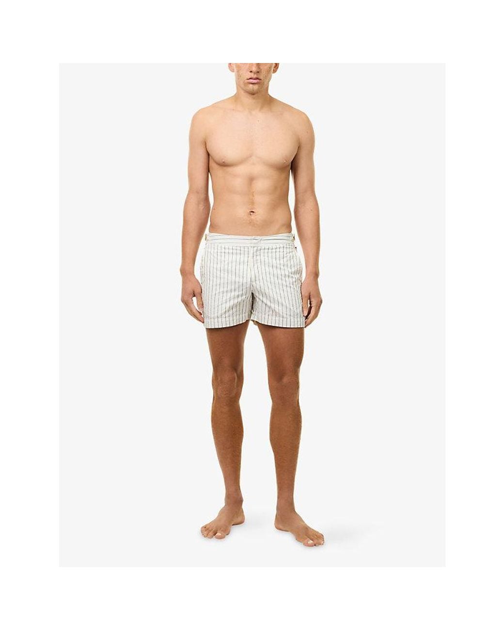 Orlebar Brown White Bulldog Seersucker Swim Shorts for men