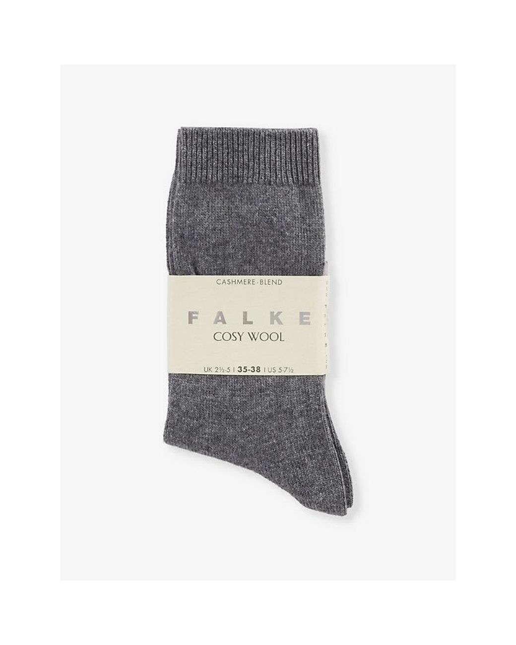 Falke Gray Cosy Wool Brand-Print Knit Socks