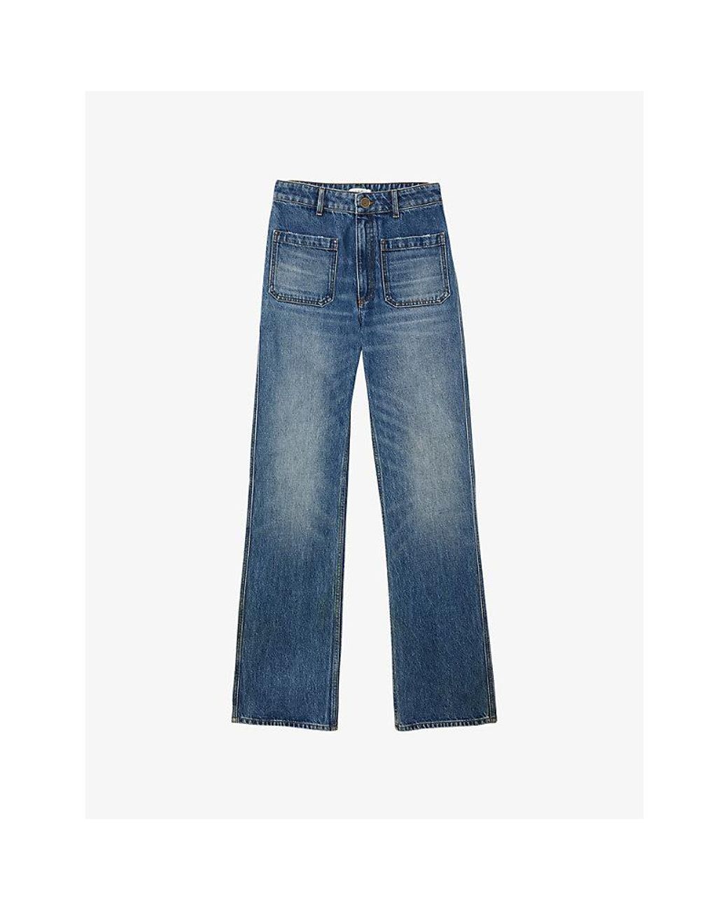 Sandro Blue Slim-Fit Flared Denim Jeans