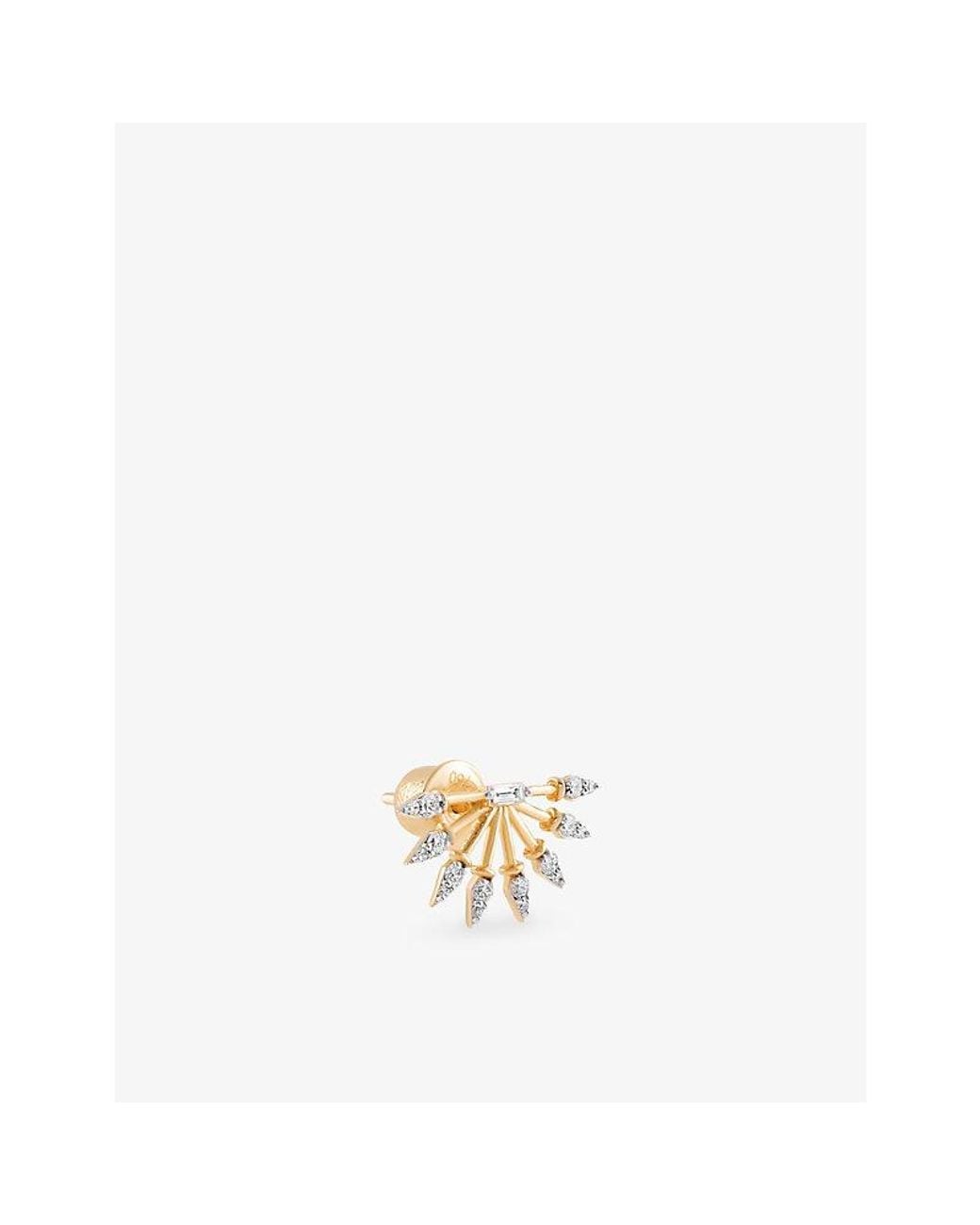 Kismet by Milka Metallic Curvature 0.04Ct Baguette-Diamond And 0.15Ct Diamond Stud Earring