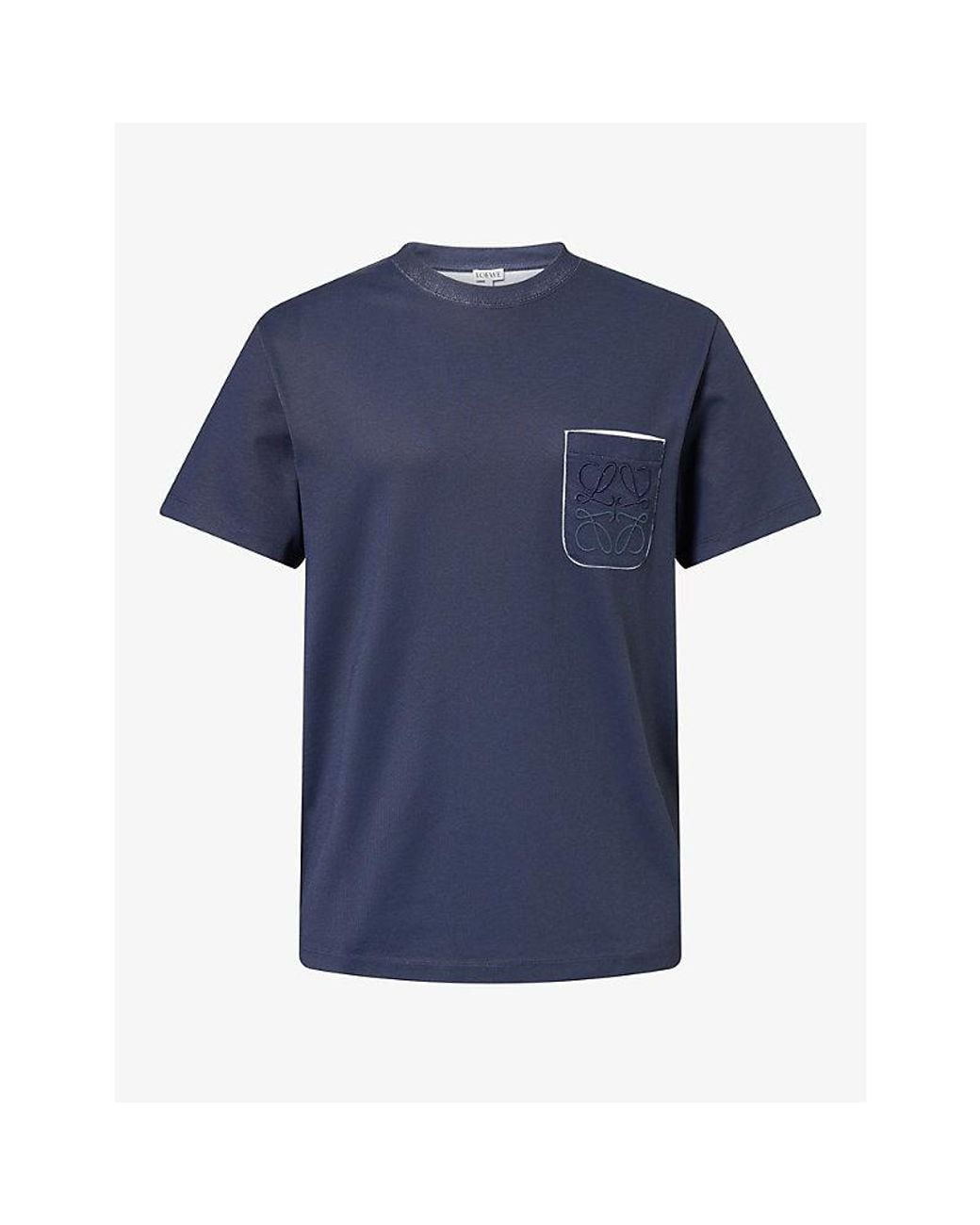 Loewe Blue Anagram Patch-Pocket Cotton-Blend T-Shirt for men