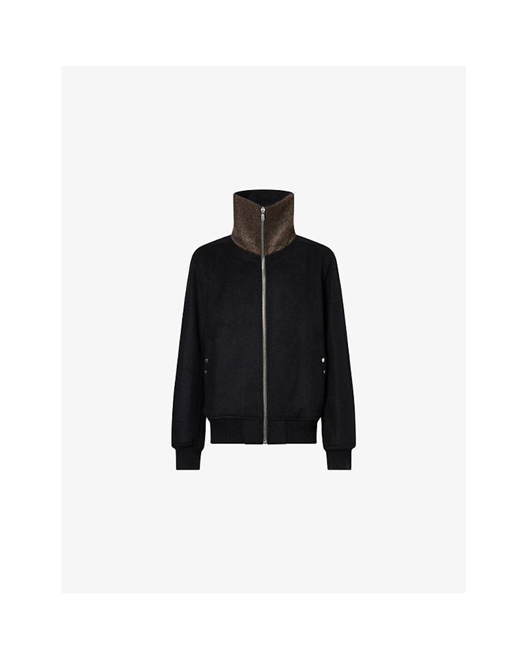 Rick Owens Black Dracuflight High-Neck Wool Bomber Jacket for men