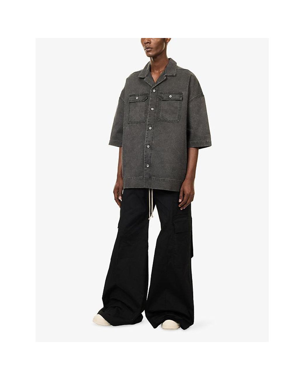 Rick Owens Gray Tommy Relaxed-Fit Denim Shirt for men