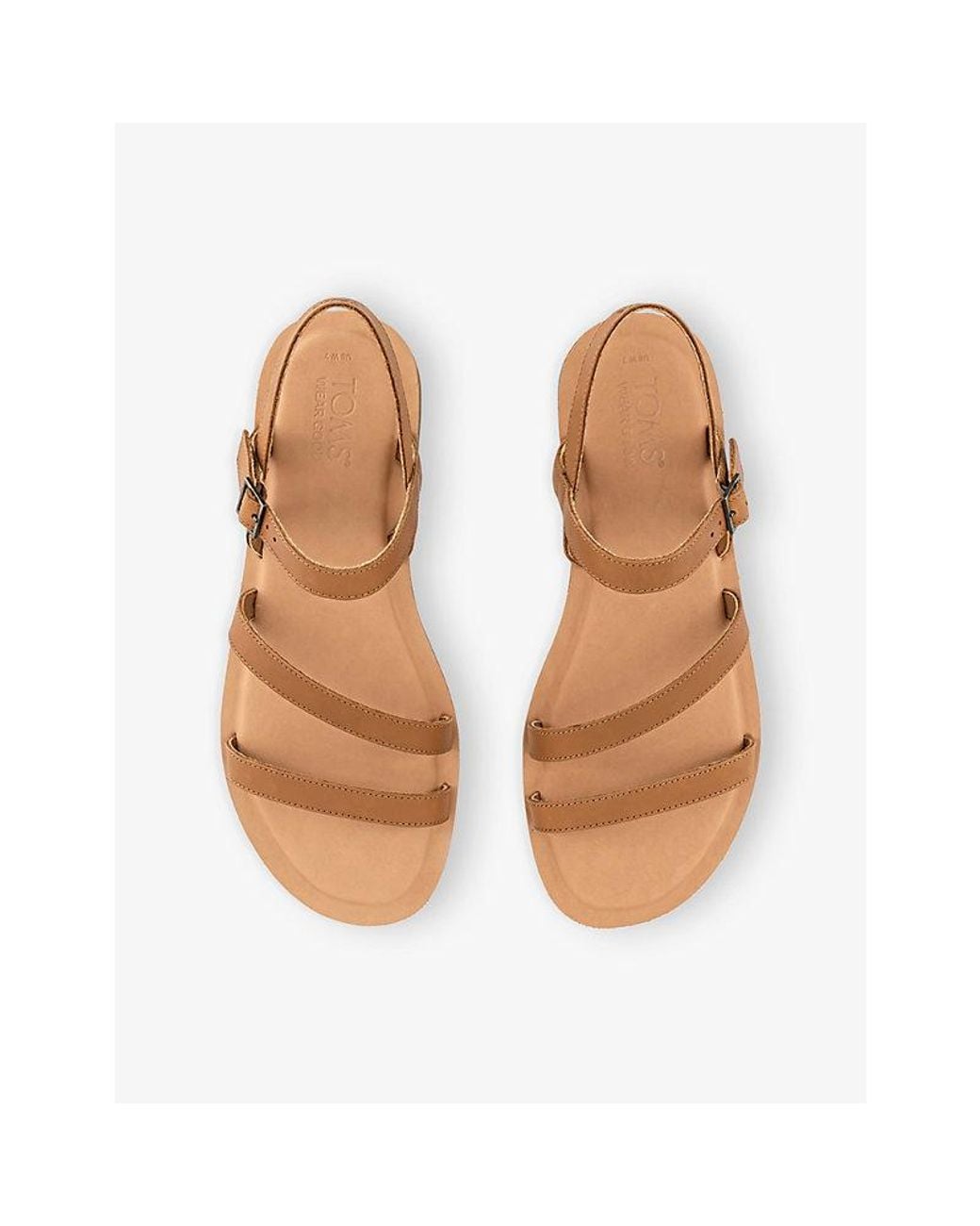 TOMS Brown Kira Ankle-Strap Leather Sandals