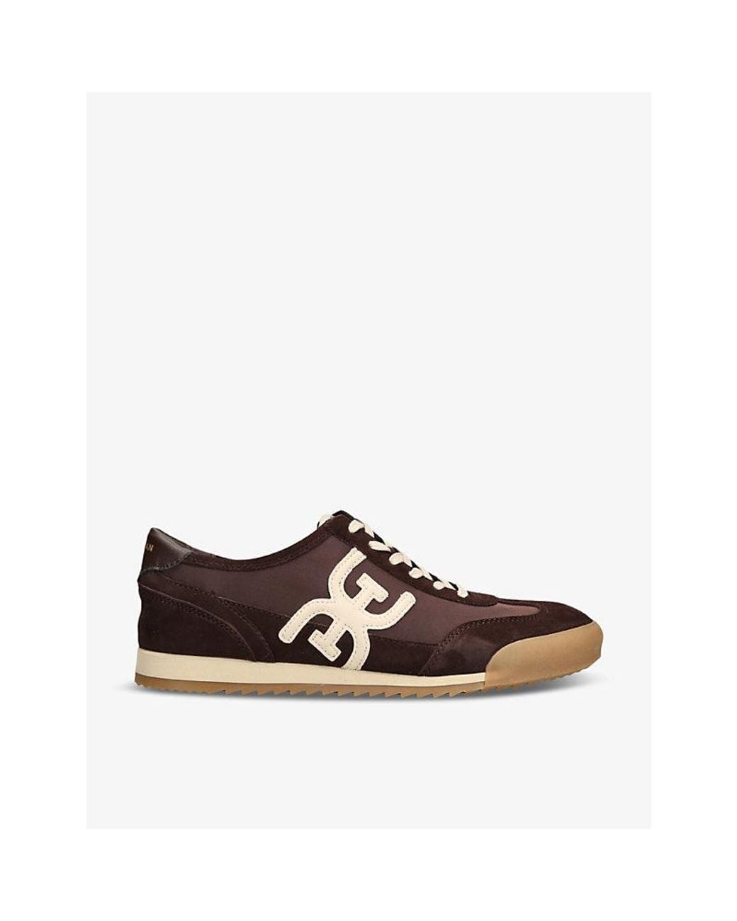 Sam Edelman Brown Ivey Branded Leather And Suede Low-Top Trainers