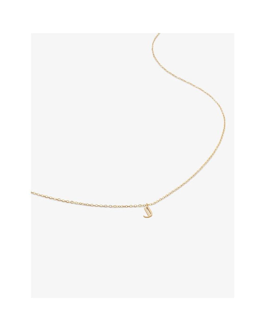 Monica Vinader White Small Letter J 14Ct- Pendant Necklace