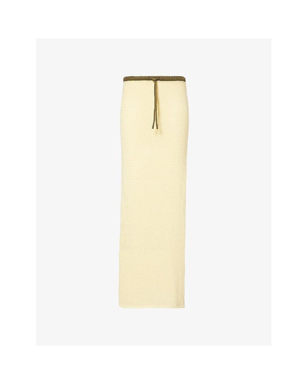 HYPHEN Natural Crochet-Knit Cotton-Blend Maxi Skirt