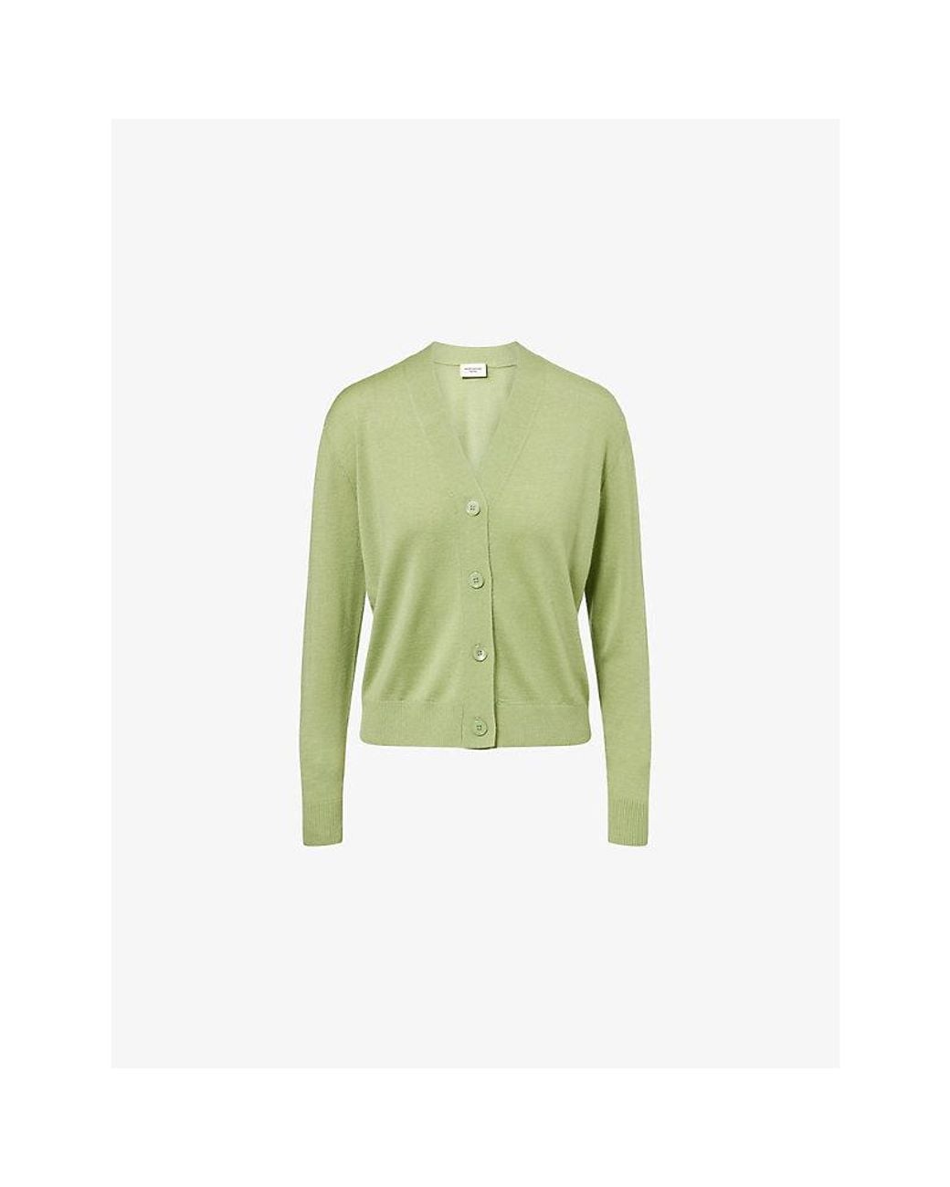 Weekend by Maxmara Green Regular-Fit V-Neck Wool-Blend Cardigan