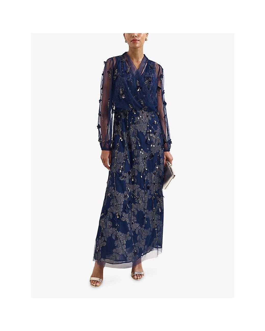 Phase Eight Blue Romita Embellished Woven Maxi Dress