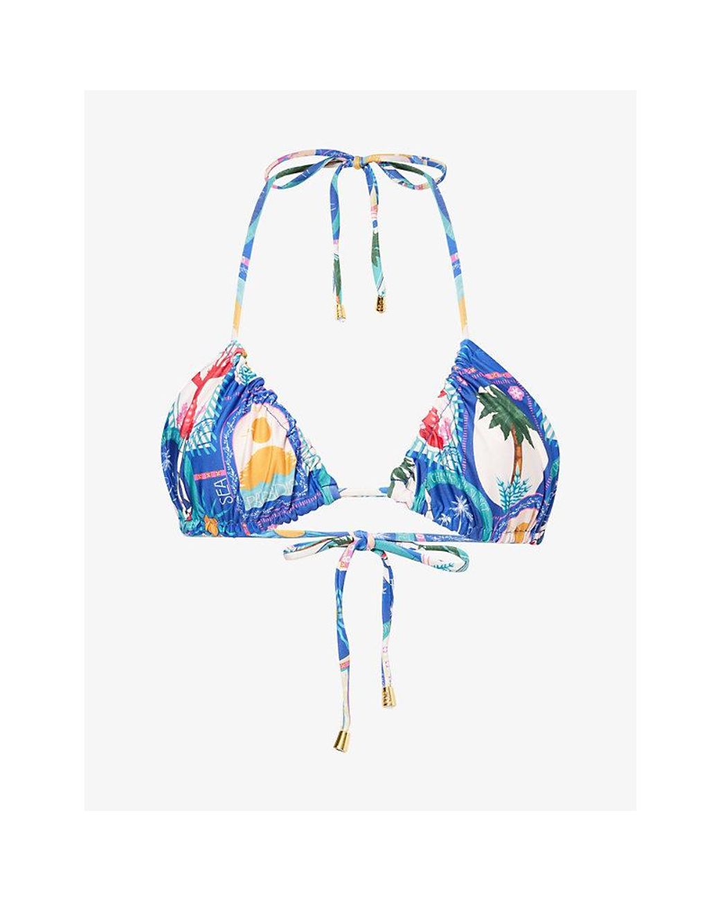 Agua Bendita Blue Alina Valle Reversible Bikini Top