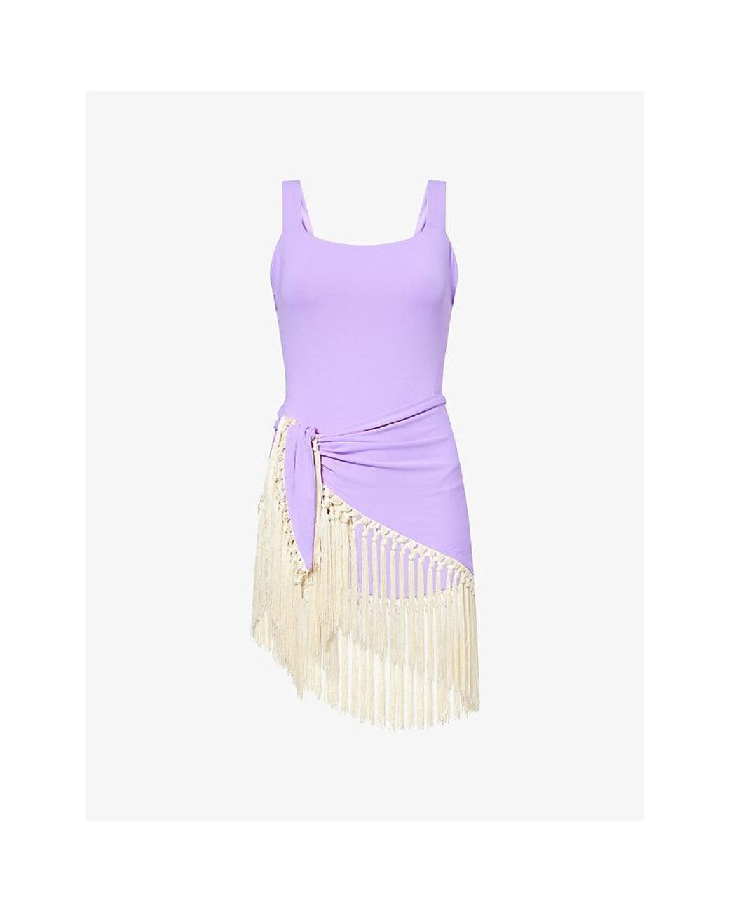 Taller Marmo Purple Square-Neck Mini Lido Swimsuit