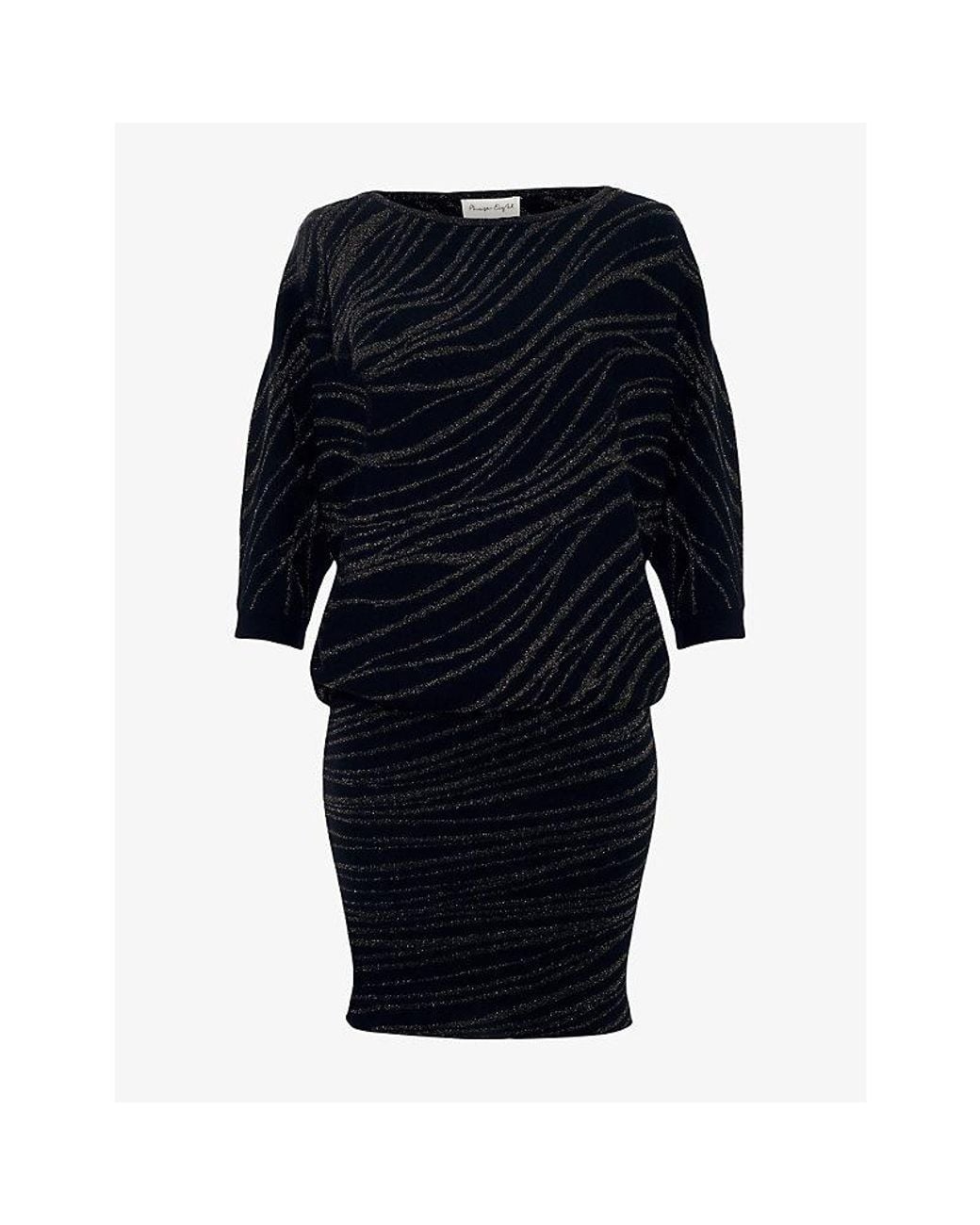 Phase Eight Blue Becca Metallic Zebra-Print Woven Mini Dress