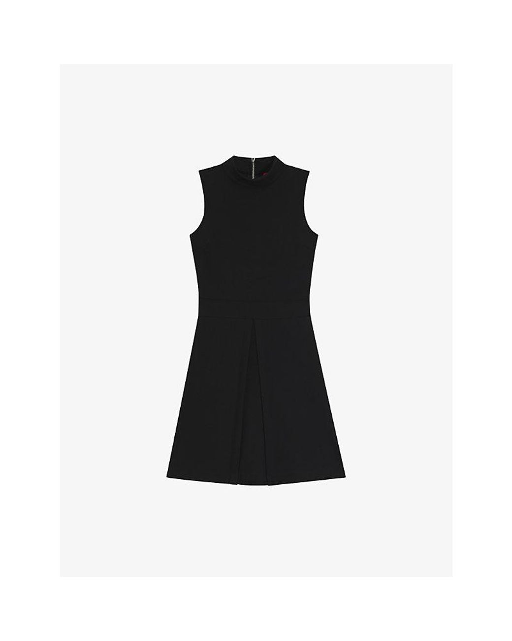HUGO Black Sleeveless Pleat-Skirt Jersey Mini Dress