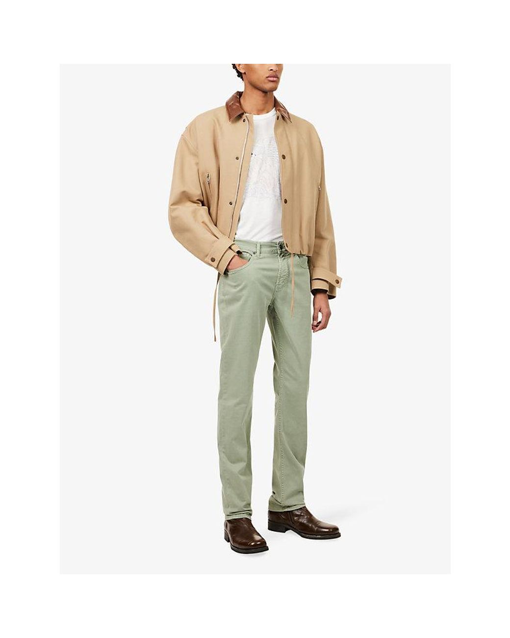 7 For All Mankind Green Luxe-Performance Straight Cotton Jeans for men