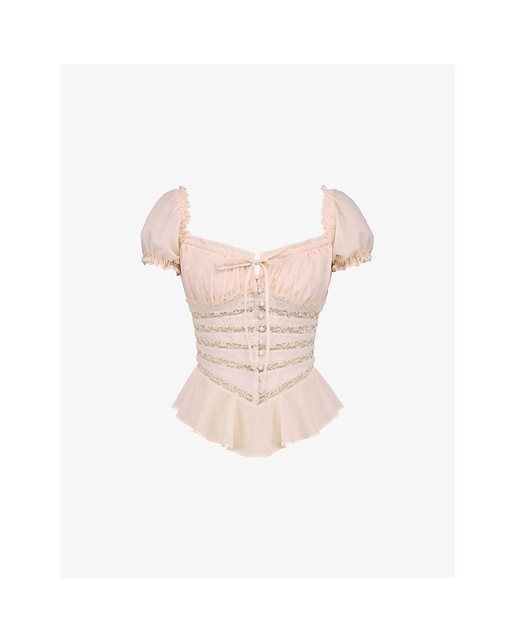 House Of Cb Pink Cara Peplum-Hem Chiffon Top Xs (D-E Cup)