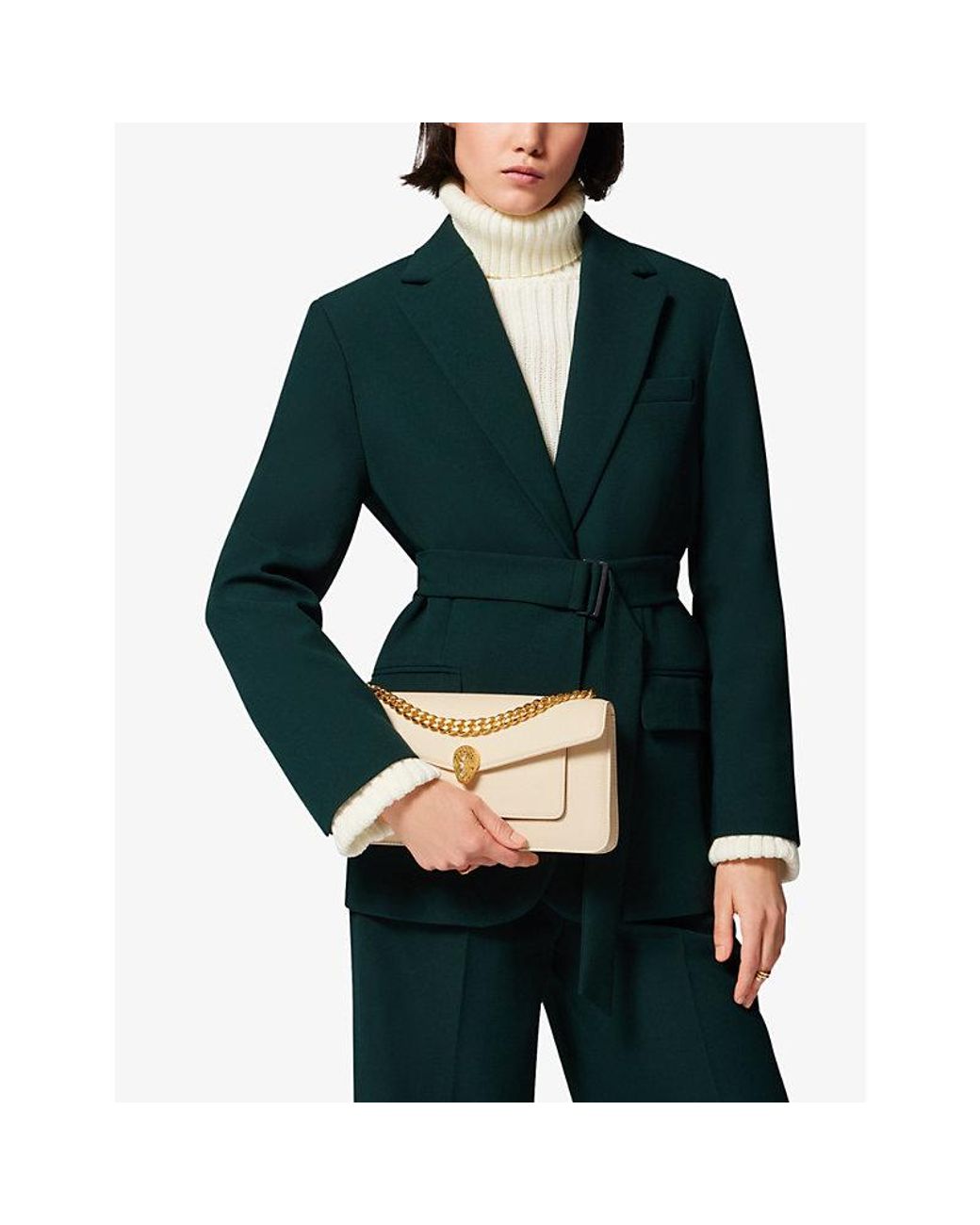 Bvlgari Green Leather Medium Serpenti Forever Top Handle Bag at