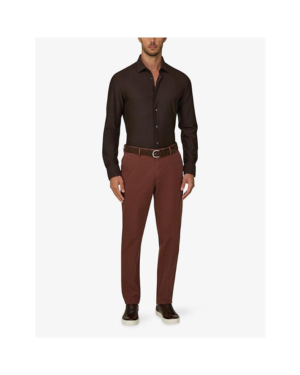 Boggi Black Slim-Fit Long-Sleeved Stretch-Woven Shirt for men