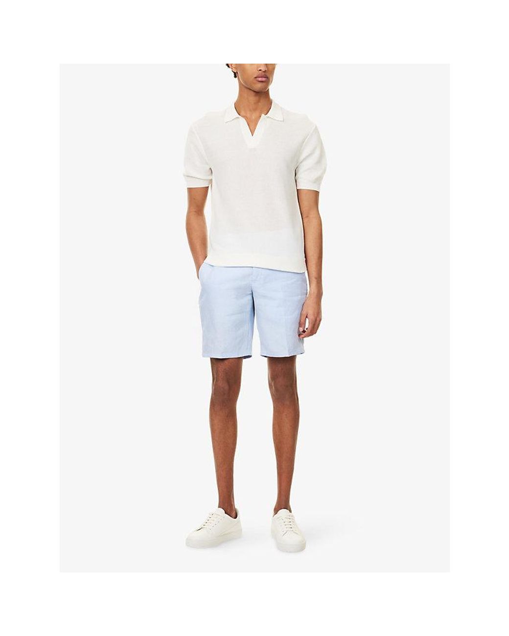 Orlebar Brown Blue Norwich Slim-Fit Linen Shorts for men
