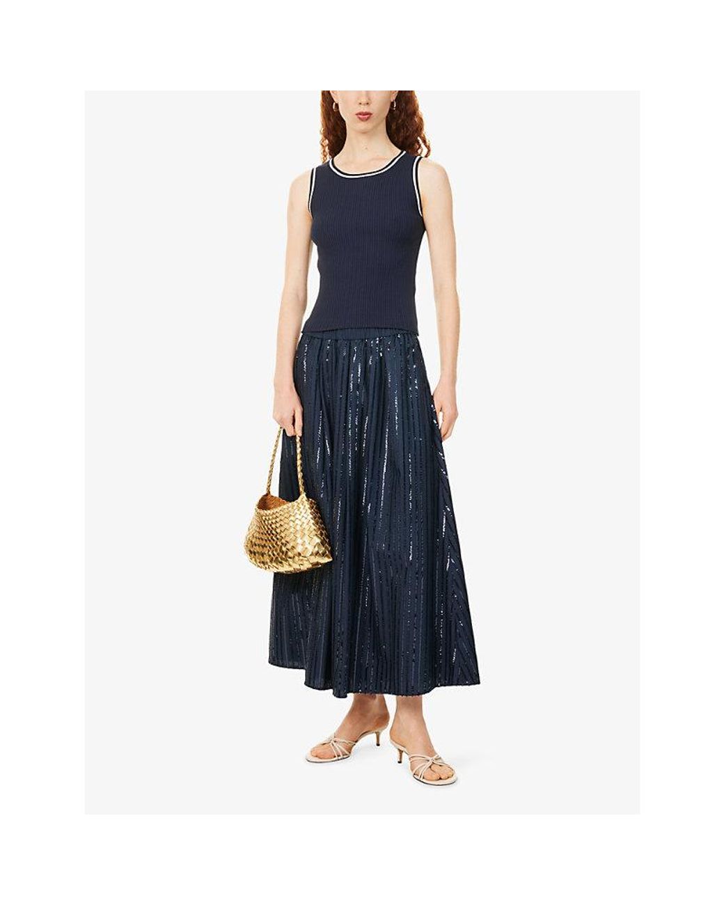Weekend by Maxmara Blue Taro Sleeveless Ribbed-Knit Top