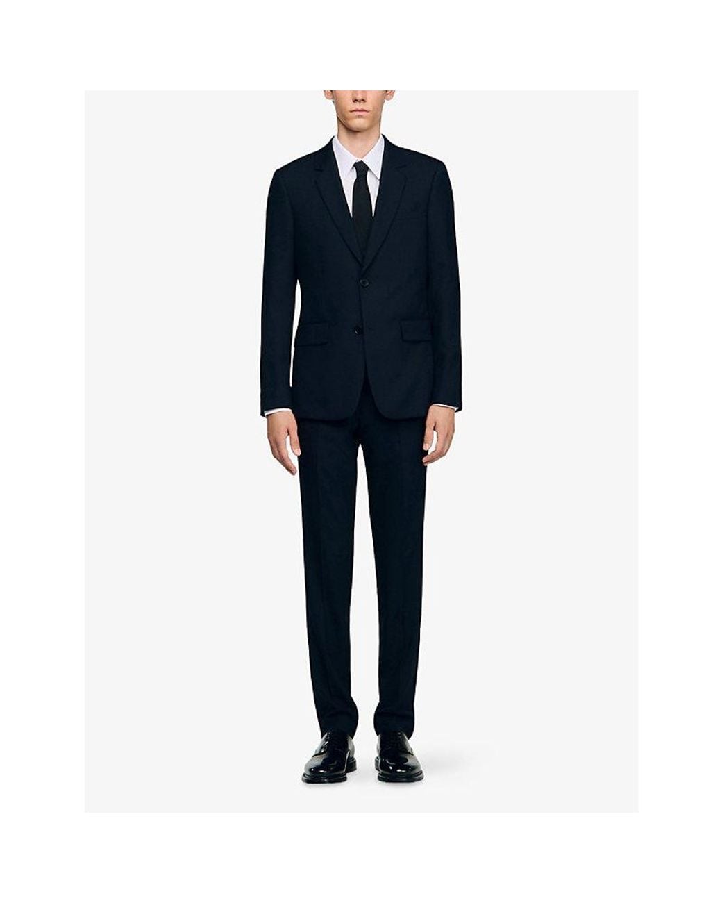 Sandro Blue Single-Breasted Wool Blazer for men