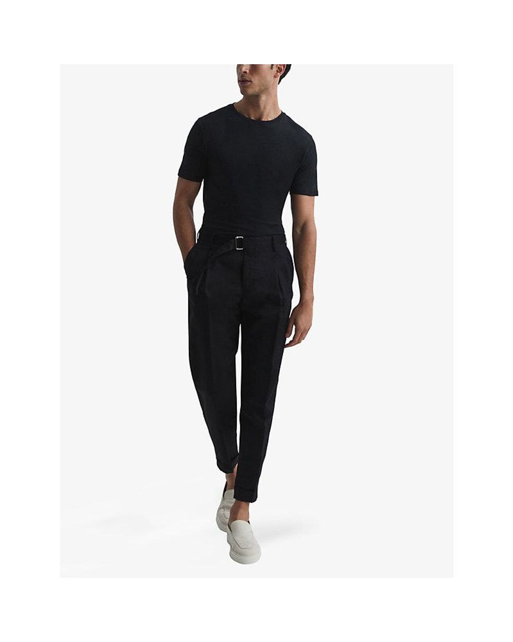 Reiss Black Bless Crewneck Cotton-Jersey T-Shirt for men