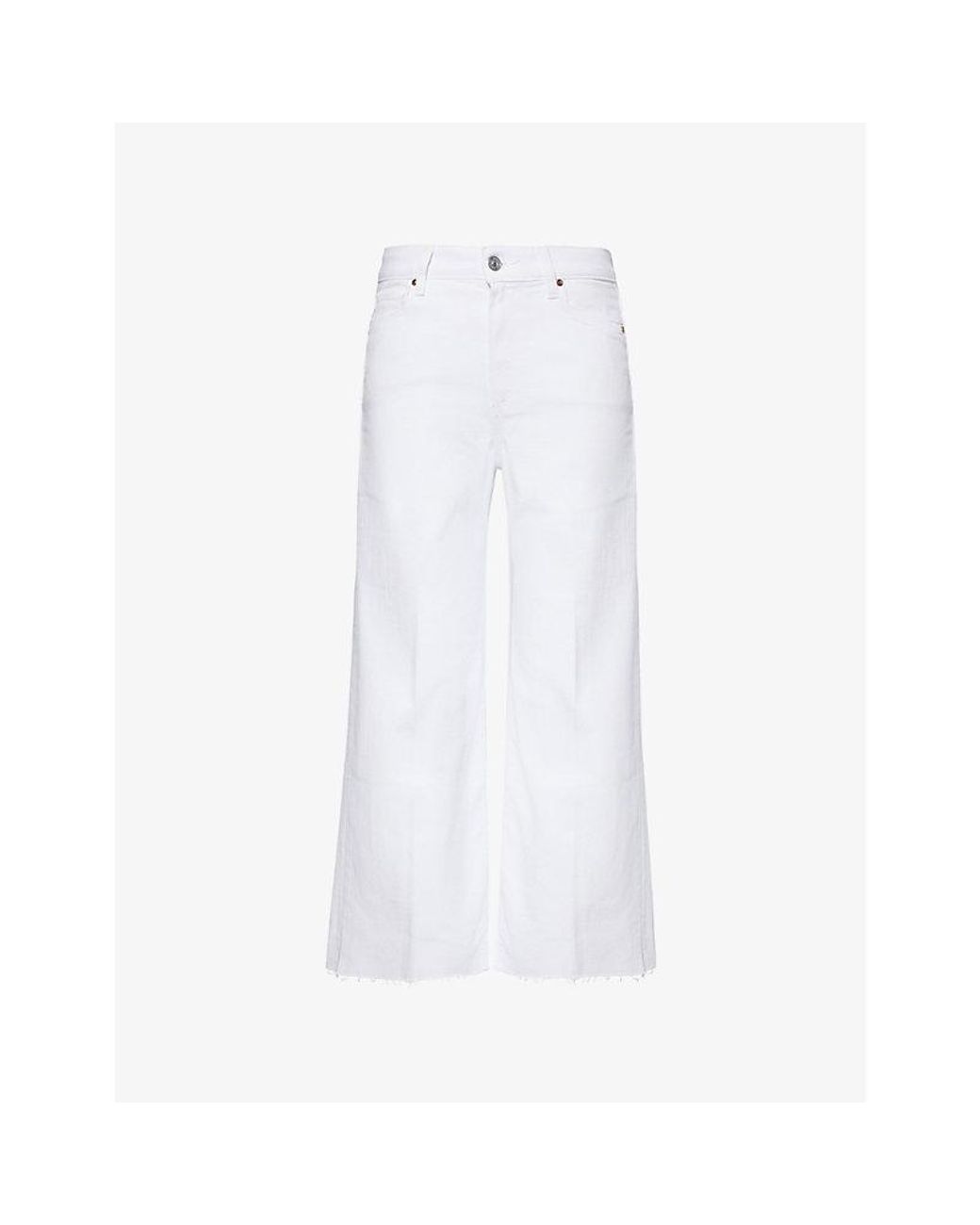 PAIGE White Anessa Ankle Wide-Leg Denim Jeans