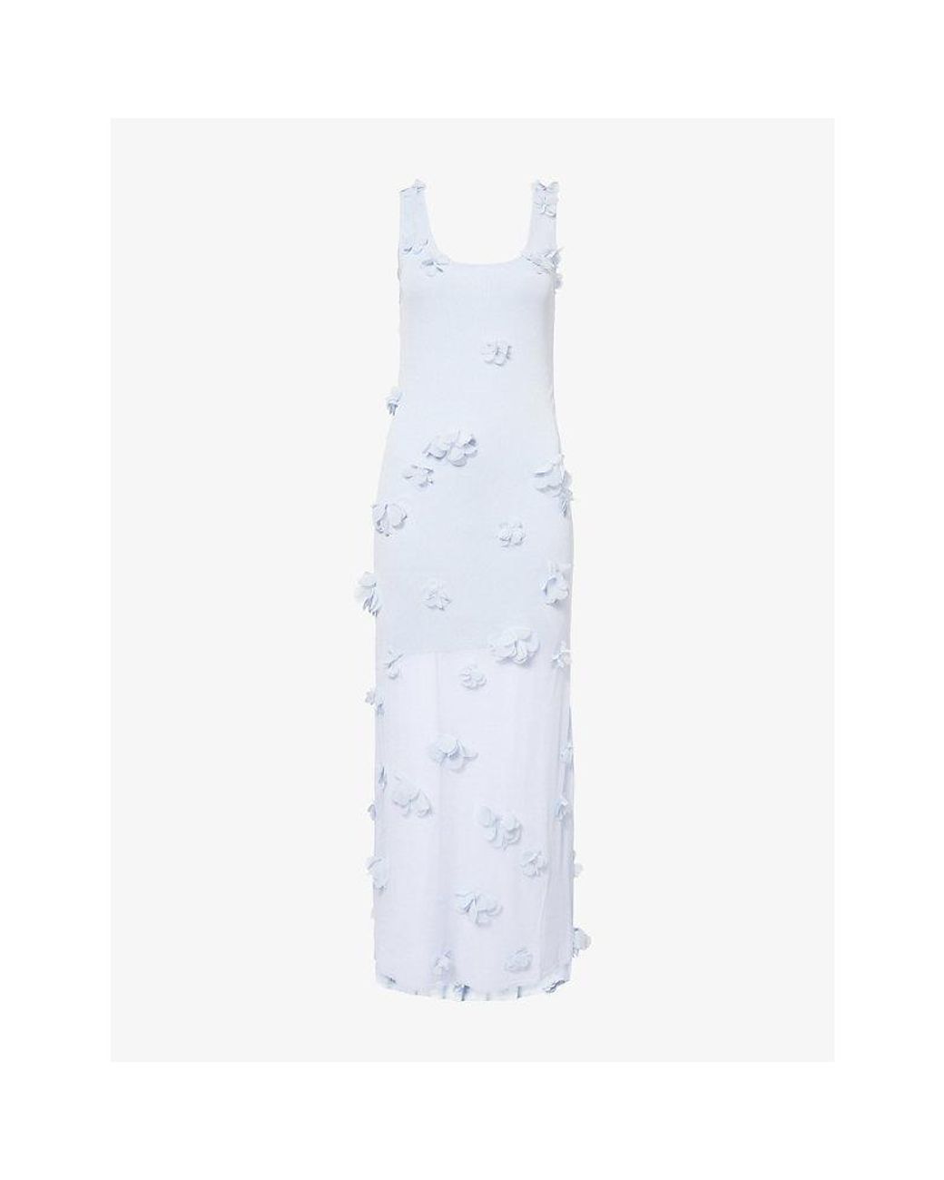 Jonathan Simkhai White Ivi Floral-Appliqué Knitted Midi Dress