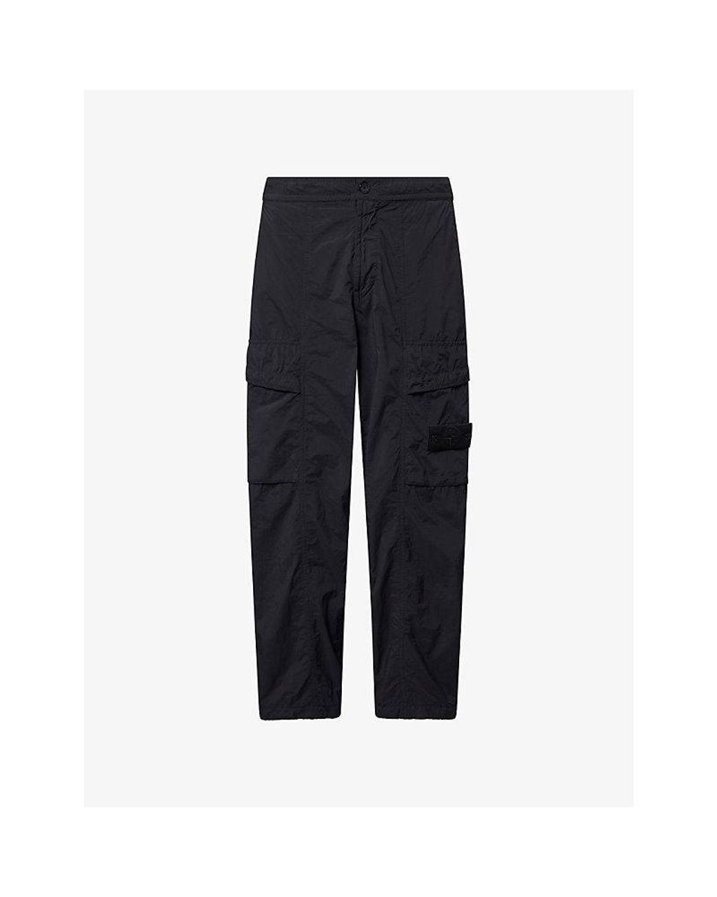 Stone Island Blue Ghost-Badge Nylon Cargo Trousers for men