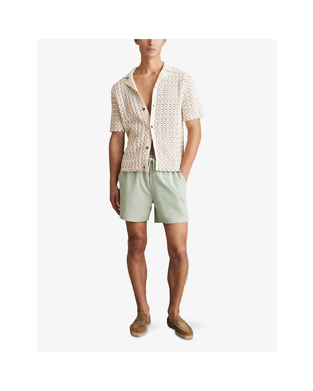 Reiss Green Cliff Drawstring Swim Shorts for men